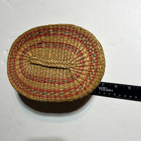 Vtg Handwoven Oval Sweetgrass Nesting Baskets Set of 4 Lidded Boho Storage READ - Picture 9 of 13
